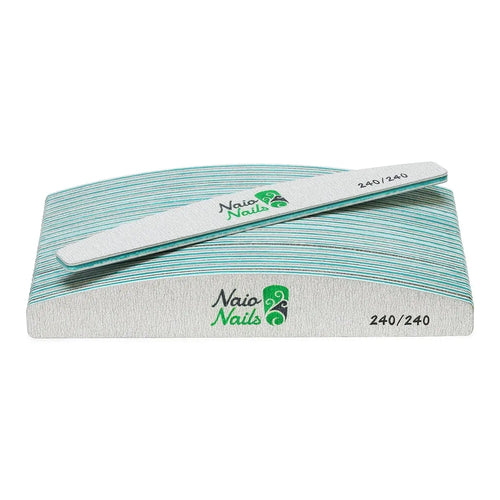 Balíček 25 ks - Zebra šedé pilníky na nehty půlměsíc 240/240 zrnitost