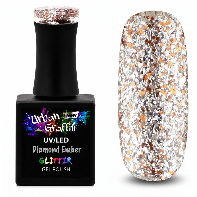 Diamond Ember - UGGP-A0911 Urban Graffiti Stříbrný a zlatý třpytivý gelový lak 15ml