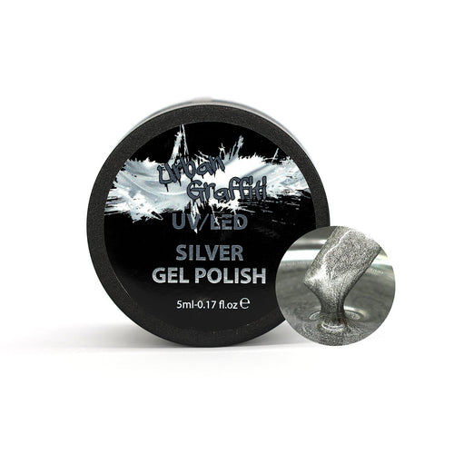 NOUVEAU Gel Vernis Métallique Argenté Pot 5ml - Urban Graffiti