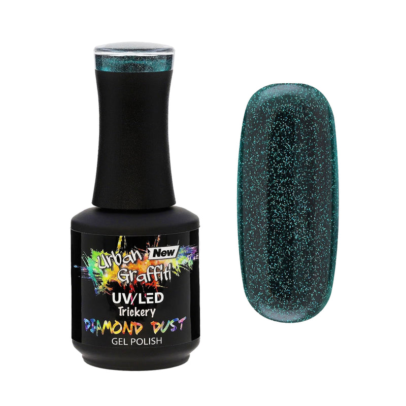 Trickery - UGGP-DD006 - zelený glitter - Urban Graffiti gelový lak na nehty 15 ml
